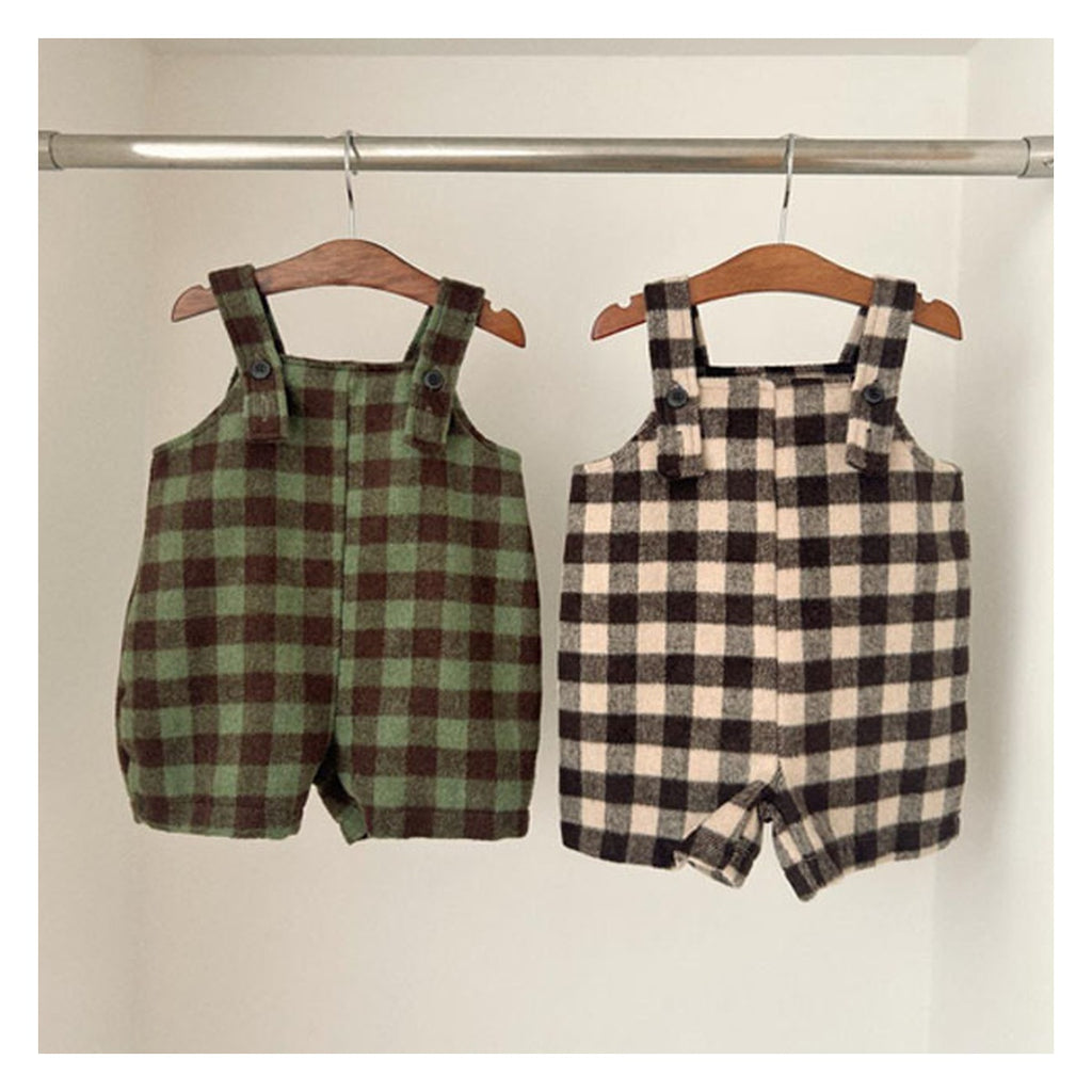 Valu bebe アーモンドチェックオーバーオール