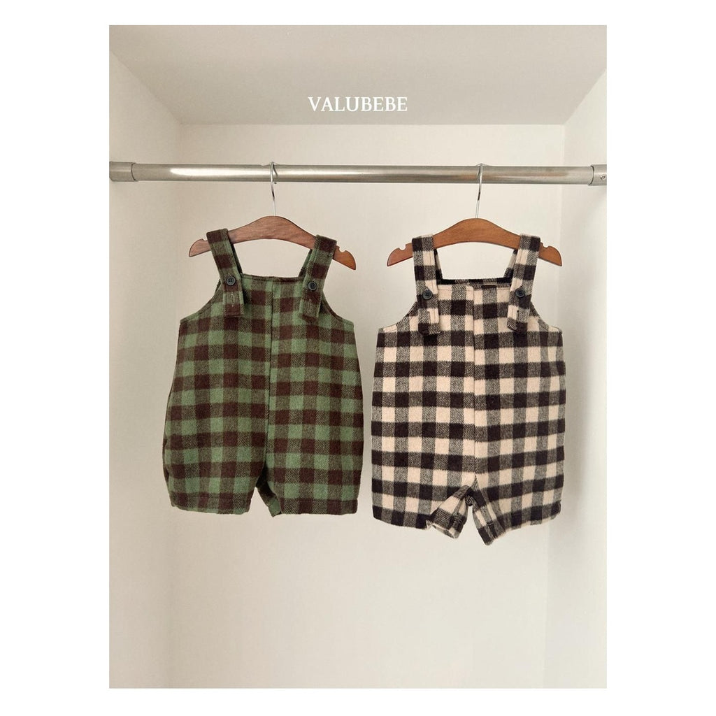 Valu bebe アーモンドチェックオーバーオール
