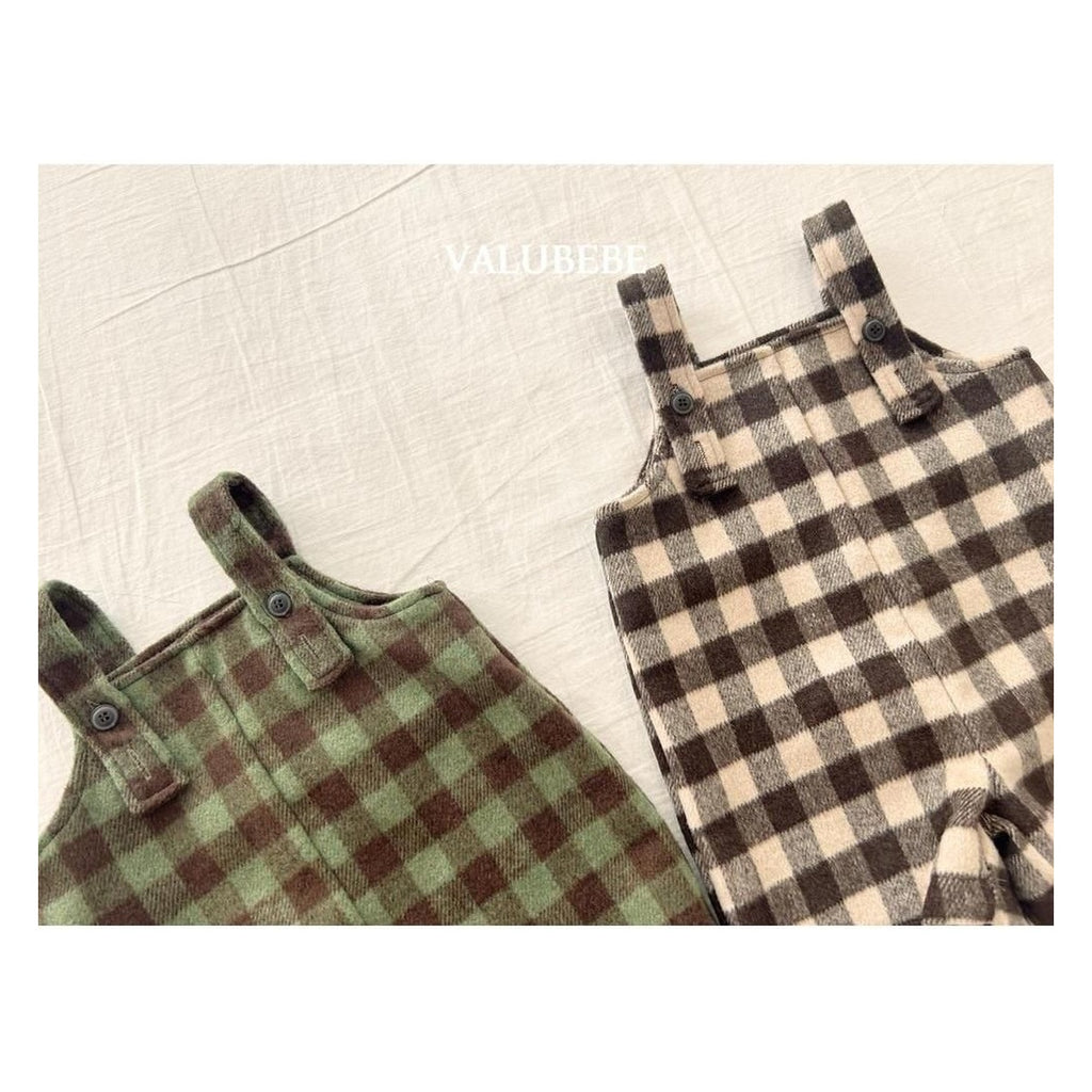 Valu bebe アーモンドチェックオーバーオール
