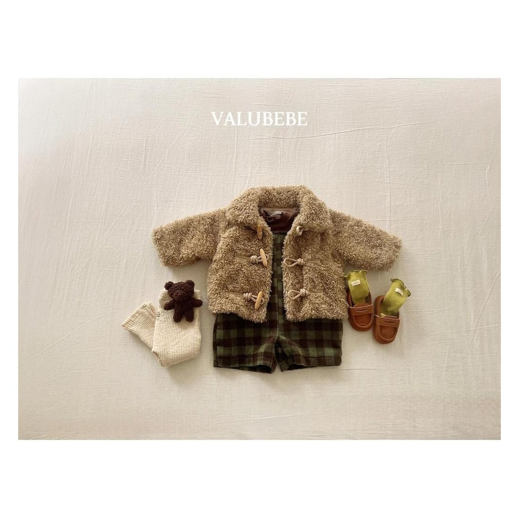 Valu bebe アーモンドチェックオーバーオール