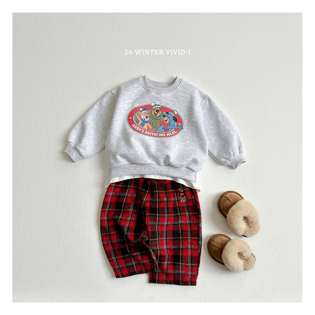 VIVID-I チェックチェックくまの刺繍パンツ