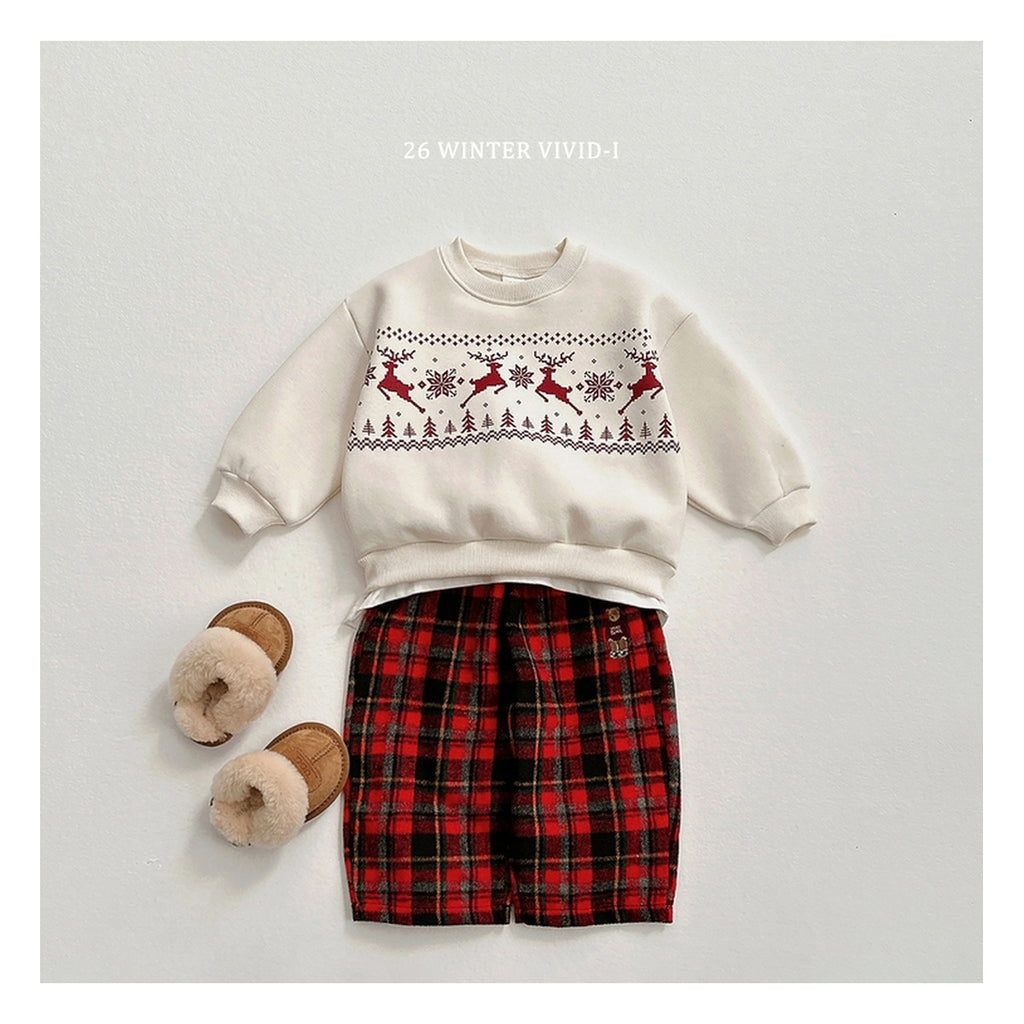 VIVID-I チェックチェックくまの刺繍パンツ