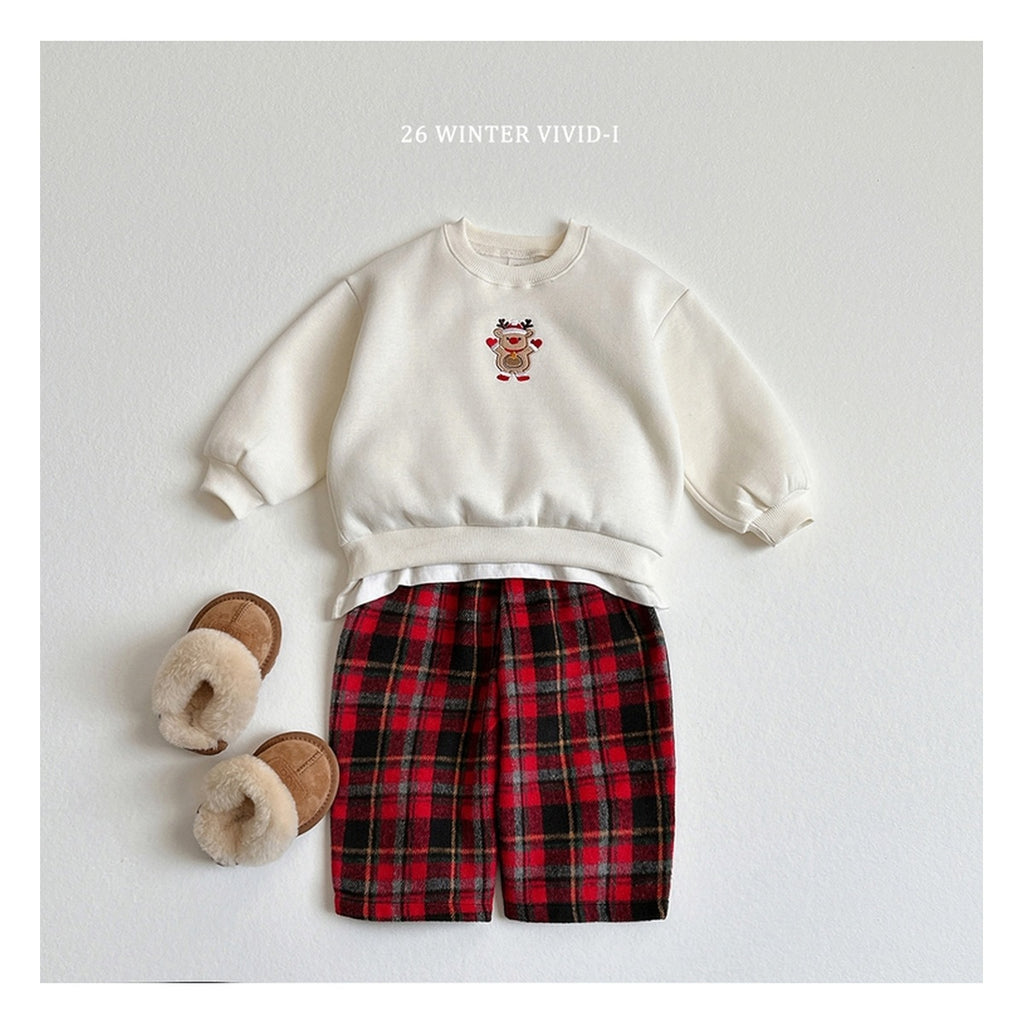 VIVID-I チェックチェックくまの刺繍パンツ