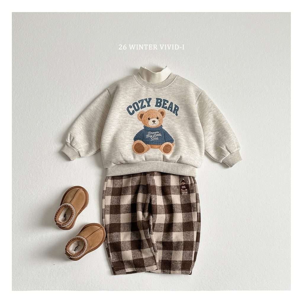 VIVID-I チェックチェックくまの刺繍パンツ